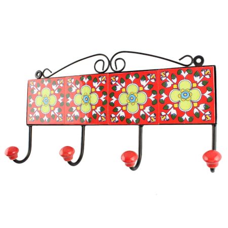 Red Floral Ceramic Tile Hook Online 